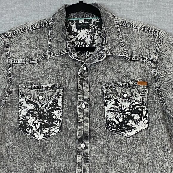 Buffalo David Bitton Cotton Shirt Mens Large Acid Wash Short Sleeve Button Up - Picture 2 of 8